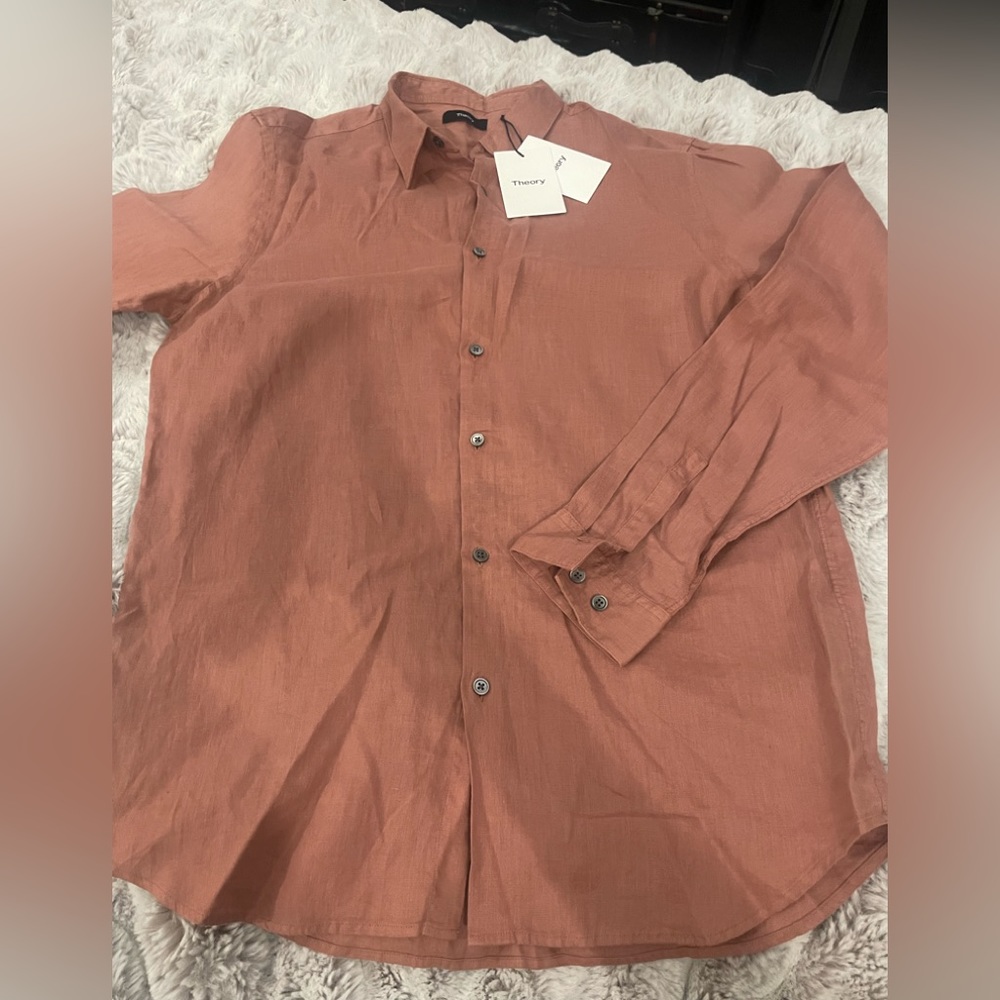 Theory Burlwood Mens Linen Shirt Sz L - Picture 3 of 9